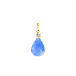 Μενταγιόν Κ14 χρυσό με Blue Topaz - M123216BT