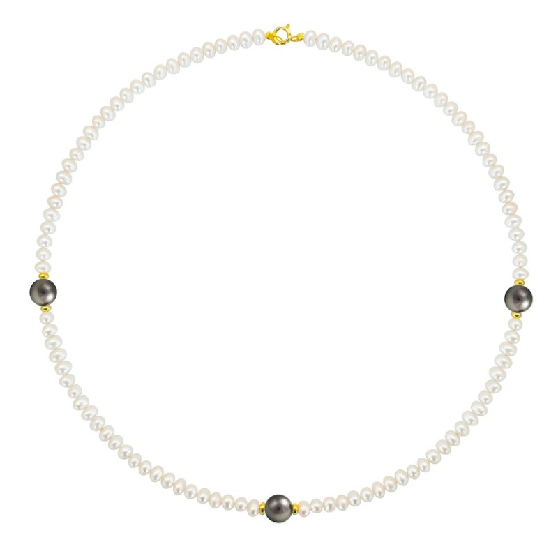 Κολιέ με Κ14 χρυσά στοιχεία και μαργαριτάρια - F124260B