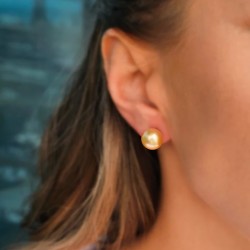 Σκουλαρίκια Κ18 χρυσά με gold South Sea μαργαριτάρια - F126548