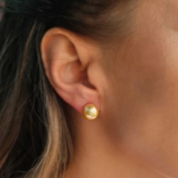 Σκουλαρίκια Κ18 χρυσά με gold South Sea μαργαριτάρια - F126548