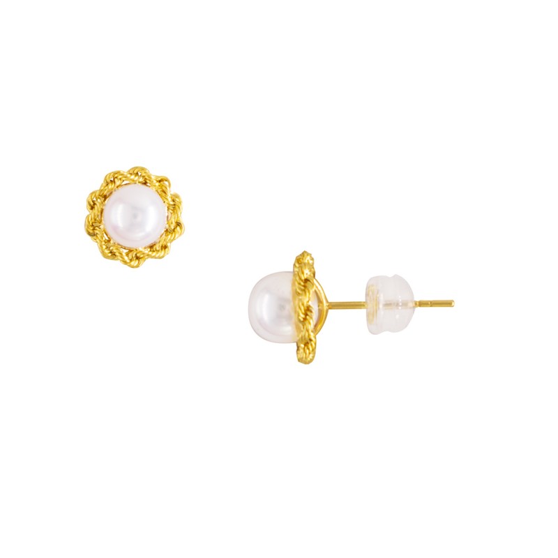 Σκουλαρίκια Κ18 χρυσά με λευκά μαργαριτάρια Q.T.V. Akoya - S126655