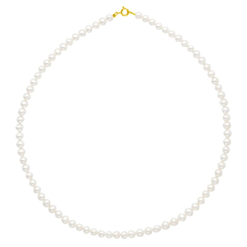 Κολιέ με Κ14 χρυσό κούμπωμα και λευκά μαργαριτάρια - S124568