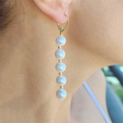 Σκουλαρίκια με Κ14 χρυσά στοιχεία και λευκά μαργαριτάρια - M124961