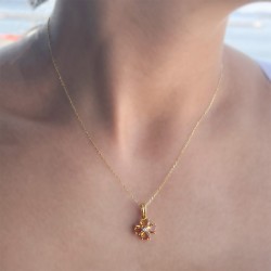 Μενταγιον Κ18 χρυσό με citrine και διαμάντια - F126451