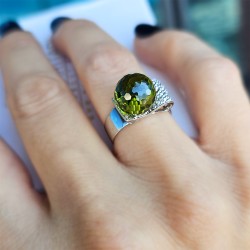 Δαχτυλίδι με Peridot σε ασήμι 925 - M124196P