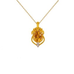 Μενταγιόν Κ18 χρυσό με Citrine και διαμάντι - F126452