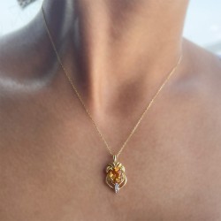 Μενταγιόν Κ18 χρυσό με Citrine και διαμάντι - F126452