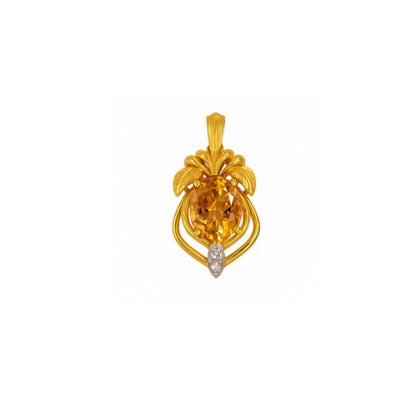 Μενταγιόν Κ18 χρυσό με Citrine και διαμάντι - F126452