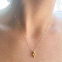 Μενταγιόν Κ18 χρυσό με citrine και διαμάντι - F126453C