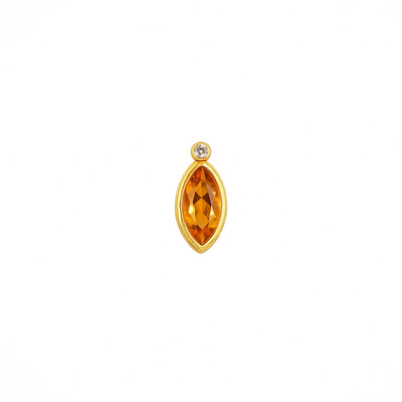 Μενταγιόν Κ18 χρυσό με citrine και διαμάντι - F126453C
