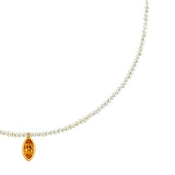 Κολιέ με μενταγιόν Κ18 χρυσό με citrine και λευκά μαργαριτάρια - S126453C