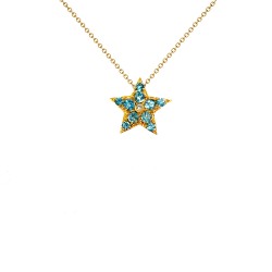 Μενταγιόν Κ18 χρυσό με Blue Topaz και διαμάντι - F126454