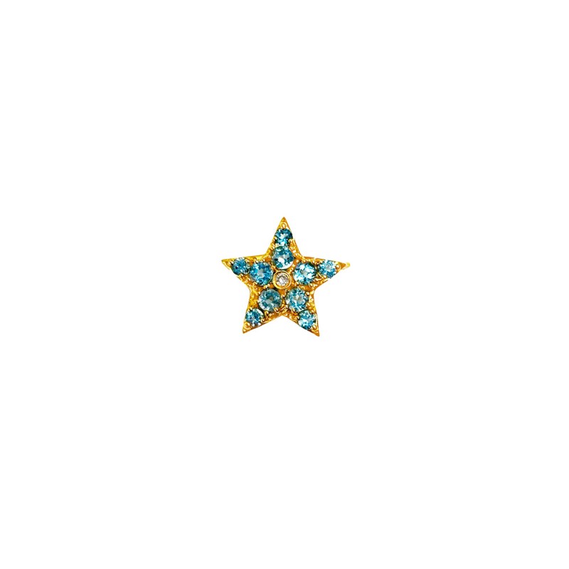 Μενταγιόν Κ18 χρυσό με Blue Topaz και διαμάντι - F126454