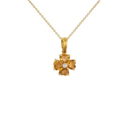 Μενταγιον Κ18 χρυσό με citrine και διαμάντια - F126451