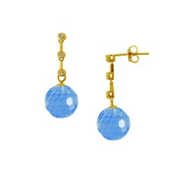 Σκουλαρίκι Κ18 χρυσό με Aqua - M318632