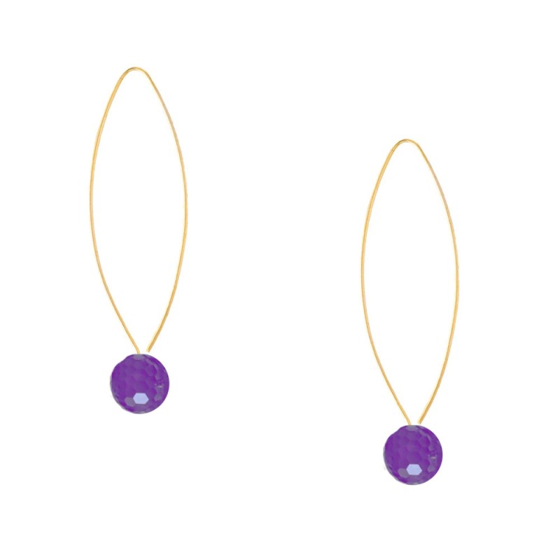 Σκουλαρίκια Κ14 χρυσά με Amethyst - F126196AM