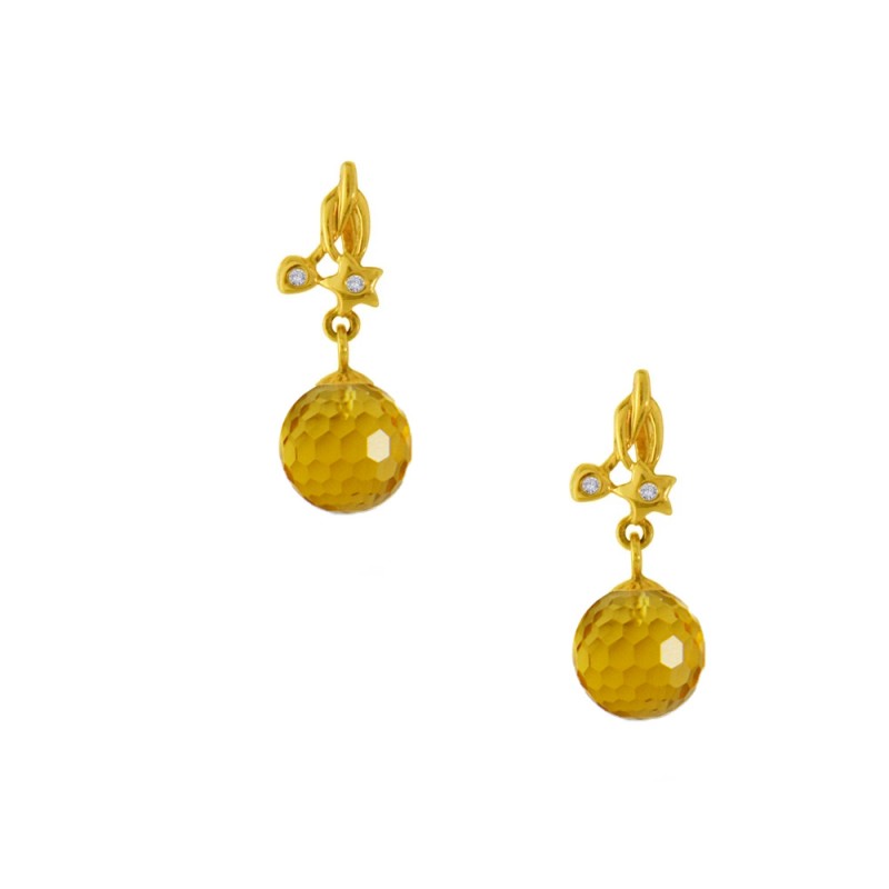 Σκουλαρίκι Κ18 χρυσό με Citrine - M318621