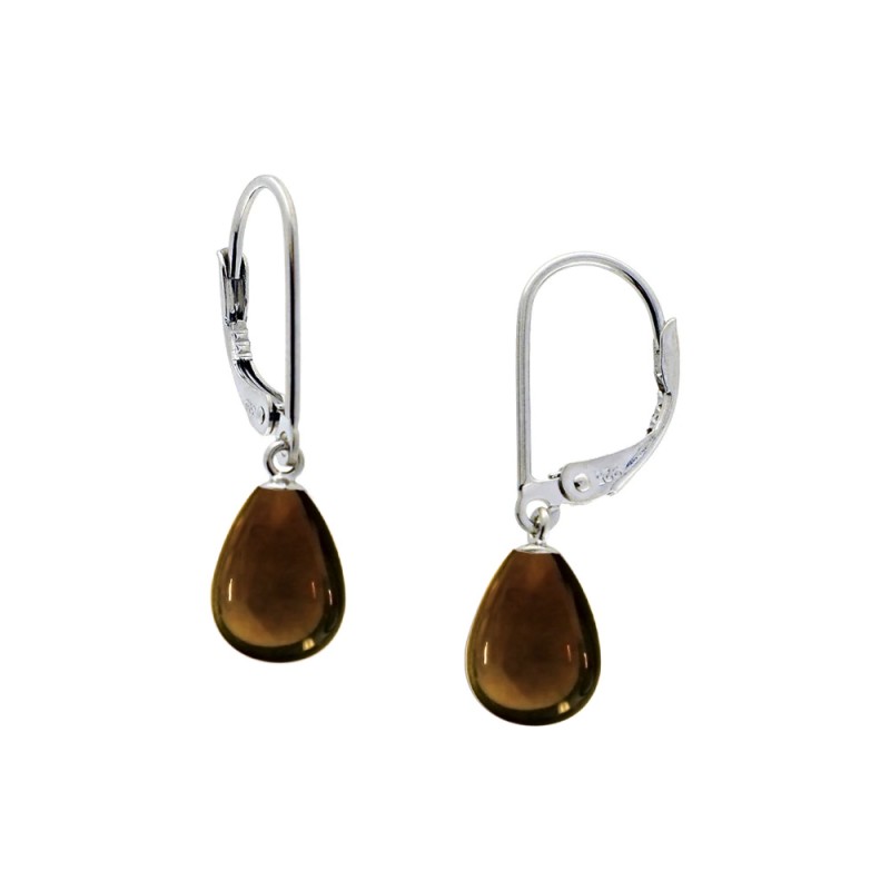 Σκουλαρίκια 925 ασημένια με smoked quartz - S123283SM