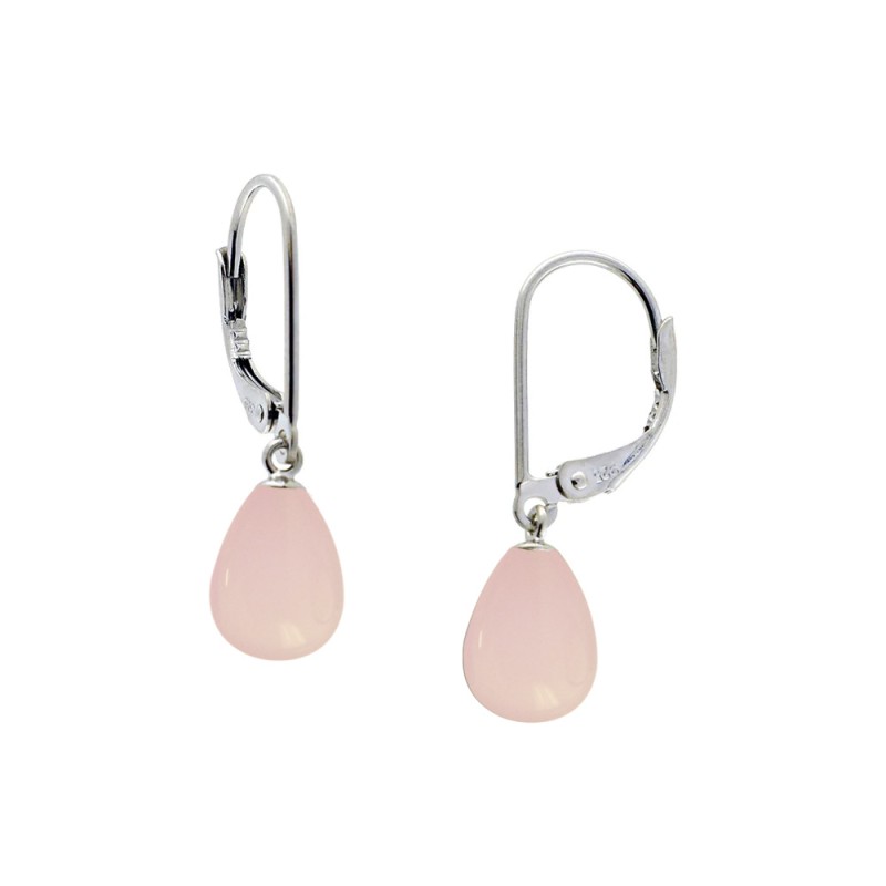 Σκουλαρίκια 925 ασημένια με rose quartz - S123283SR
