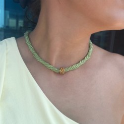 Κολιέ με κ18 χρυσά στοιχεία, Peridot και Citrine - F125064