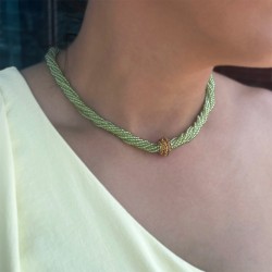 Κολιέ με κ18 χρυσά στοιχεία, Peridot και Citrine - F125064