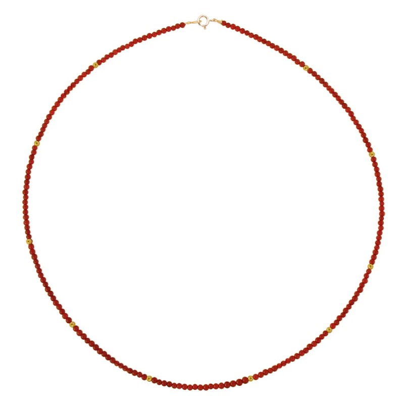 Κολιέ με χρυσά στοιχεία Κ14 και κοράλλι - M117184C