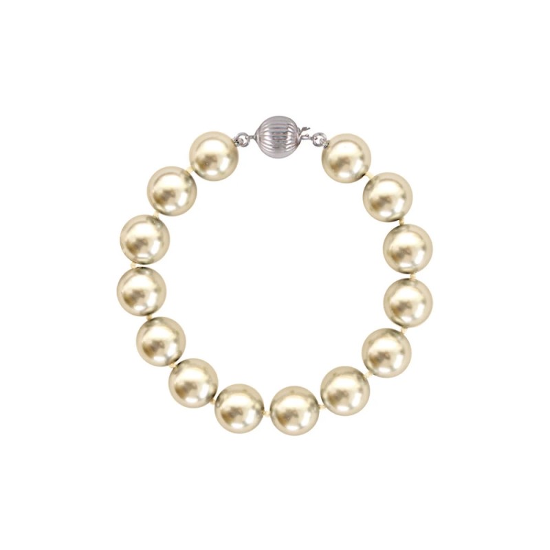 Βραχιόλι με Shell Pearl 12mm και ασημένιο κούμπωμα 925 - M120896