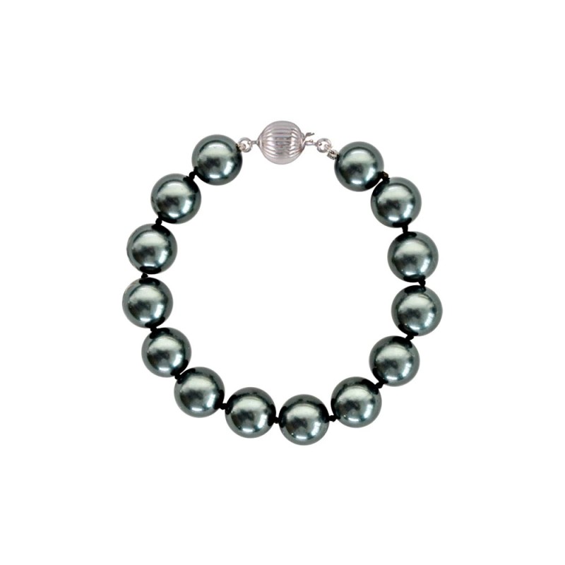 Βραχιόλι με Shell Pearl 12mm και ασημένιο κούμπωμα 925 - M120896B