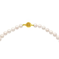 Κολιέ με Κ18 χρυσό κούμπωμα και λευκά μαργαριτάρια - M123949