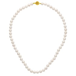 Κολιέ με Κ18 χρυσό κούμπωμα και λευκά μαργαριτάρια - M123949