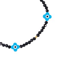 Βραχιόλι με Κ14 χρυσά στοιχεία, spinel και ματάκια - M1126268