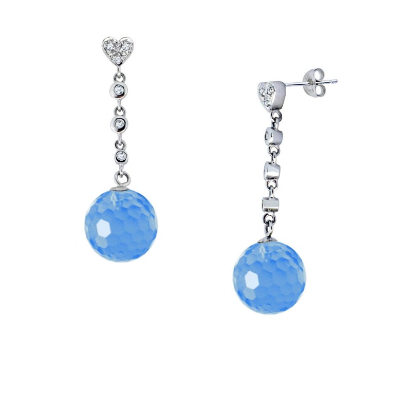 Σκουλαρίκι Κ18 λευκόχρυσο με Blue Topaz - M318652