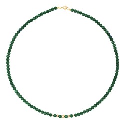 Κολιέ με Κ14 χρυσά στοιχεια και μαλαχίτη -F124702ML