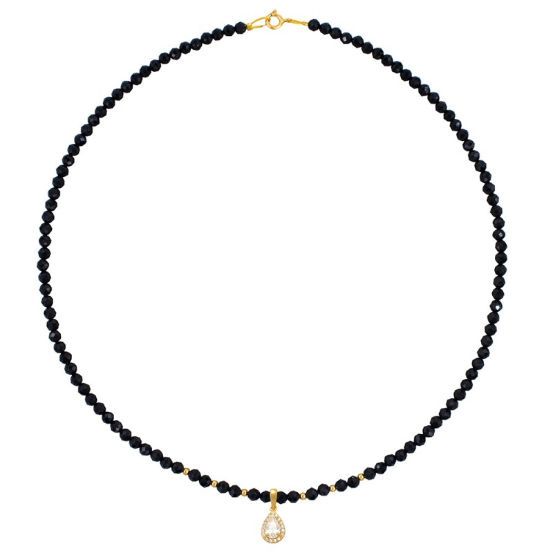 Κολιέ με Κ14 χρυσό μενταγιόν με crystal και spinel - F124840