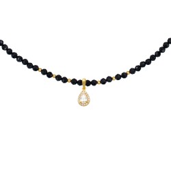 Κολιέ με Κ14 χρυσό μενταγιόν με crystal και spinel - F124840