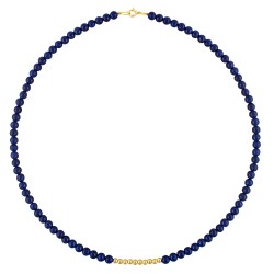 Κολιέ με Κ14 χρυσά στοιχεία και lapis - F125651L