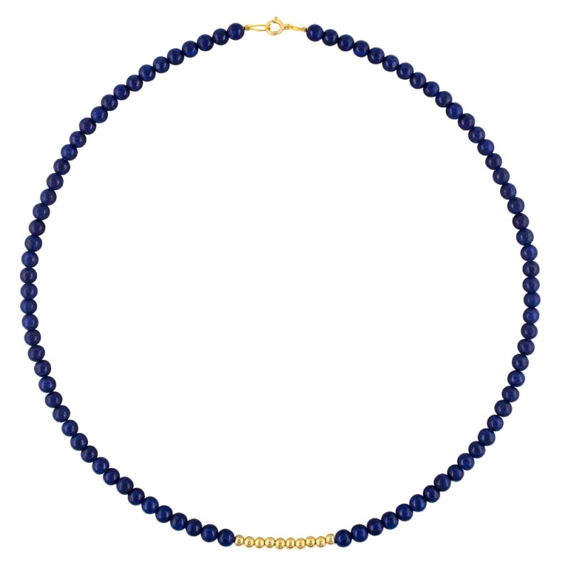 Κολιέ με Κ14 χρυσά στοιχεία και lapis - F125651L