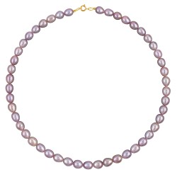 Κολιέ με Κ14 χρυσό κούμπωμα και light purple μαργαριτάρια - F125726