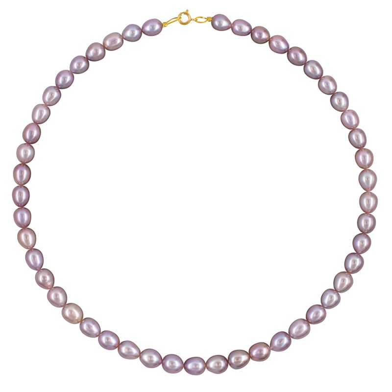 Κολιέ με Κ14 χρυσό κούμπωμα και light purple μαργαριτάρια - F125726