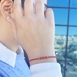 Βραχιόλι με Κ14 χρυσό κούμπωμα και κοράλλια - B126161