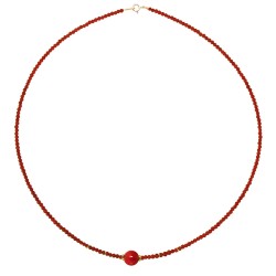 Κολιέ με χρυσά στοιχεία Κ14 και κοράλλια - M317740C