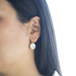 Σκουλαρίκια Κ14 χρυσά με Biwa μαργαριτάρια και ζιργκόν - G123048