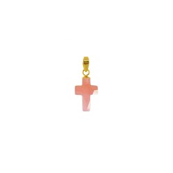 Μενταγιόν Κ18 χρυσό σταυρός με Pink quartz - G930410PQ