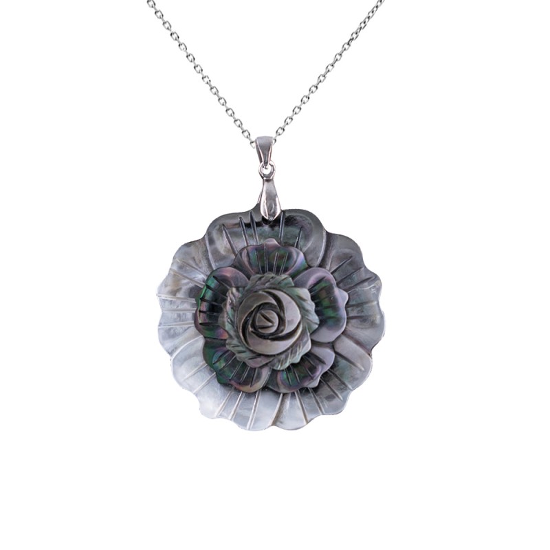 Κολιέ με αλυσίδα 925 και μενταγιόν Mother of Pearl - S125931