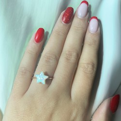 Δαχτυλίδι Κ14 χρυσό με Mother of Pearl σε σχήμα αστέρι - R125898