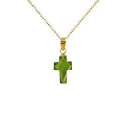 Μενταγιόν Κ18 χρυσό σταυρός με peridot - G930410P