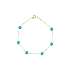 Βραχιόλι με τιρκουάζ σε Κ14 χρυσή αλυσίδα - BR125836T