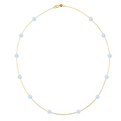Κολιέ με Κ14 χρυσή αλυσίδα και Aqua - F124247AQ 