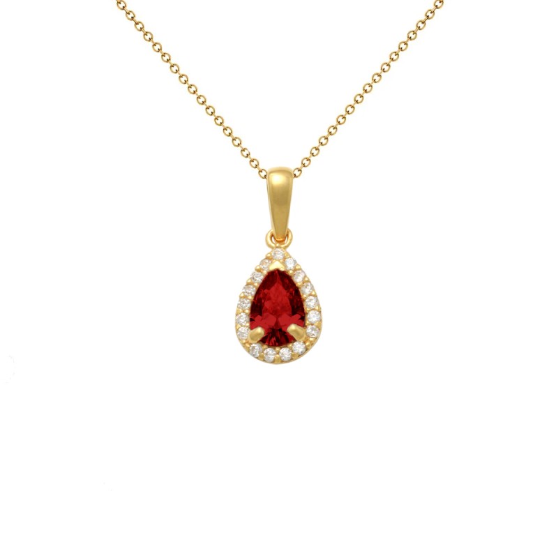 Κολιέ Κ14 χρυσό με Garnet και ζιργκόν - F124536GN