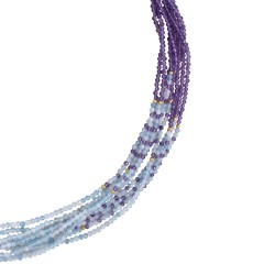 Κολιέ με Κ14 χρυσό κούμπωμα, Aqua και Amethyst- F125555